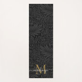 Boho Black Floral Gold Monogramm Name Yogamatte (Vorderseite)