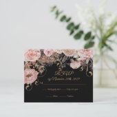 Boho Black Floral Pink Rose Gold UAWG Custom RSVP Karte (Stehend Vorderseite)