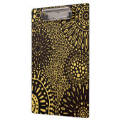 Boho Black Gold Ethnic Floral Pattern Clipboard Klemmbrett (Links)