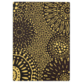 Boho Black Gold Ethnic Floral Pattern Clipboard Klemmbrett (Rückseite)
