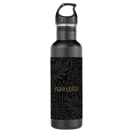 Boho Black Gray Botanical Edelstahlflasche (Vorderseite)