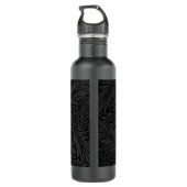 Boho Black Gray Botanical Edelstahlflasche (Rückseite)