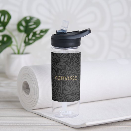 Boho Black Gray Botanical Trinkflasche (Yoga)