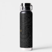 Boho Black Gray Botanical Trinkflasche (Rückseite)