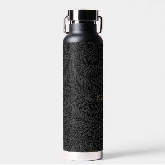 Boho Black Gray Botanical Trinkflasche (Vorne)