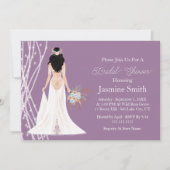 Boho Black Hair Bridge with Pearls Brautparty P Einladung (Vorderseite)