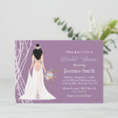 Boho Black Hair Bridge with Pearls Brautparty P Einladung (Stehend Vorderseite)