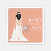 Boho Black Hair Brie mit Blume Serviette (Vorderseite)