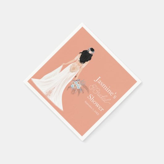 Boho Black Hair Brie mit Blume Serviette (Ecke)