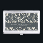 Boho Black Hand Drain Berufliche Blütenpraxis Visitenkarten Dose<br><div class="desc">Boho Modernes,  schwarz gezogenes,  florales Berufliches Business Card Case</div>