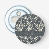 Boho Black Hand Drawn Bloral Wedding Custom Flaschenöffner (Vorderseite)