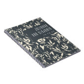 Boho Black Hand Drawn Bloral Wedding Custom Notizblock (Rechte Seite)