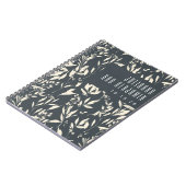 Boho Black Hand Drawn Bloral Wedding Custom Notizblock (Linke Seite)