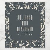 Boho Black Hand Drawn Bloral Wedding Custom Weinetikett (Einzelnes Label)