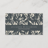 Boho Black Hand Drawn Floral Beruflich Visitenkarte (Vorderseite)