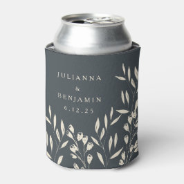 Boho Black Hand Drawn Floral Wedding Names Dosenkühler