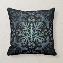 Boho Black Indigo Türkis Throw Kissen