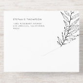 Boho Black Minimalist Foliage Wedding All-in-One-Einladung (Rückseite)