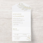Boho Black Minimalist Foliage Wedding All-in-One-Einladung (Innenseite)