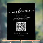 Boho Black QR Code Akryllische Hochzeitsstiftkarte Acrylschild (Neutral)