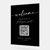 Boho Black QR Code Akryllische Hochzeitsstiftkarte Acrylschild (Winkel)