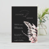 Boho Black Soft Pink Simple Wedding Einladung (Stehend Vorderseite)