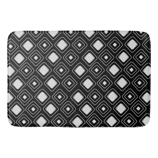 Boho Black Tribal Geometric Aztec Pattern Badematte (Vorderseite)