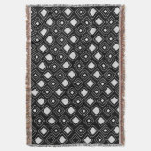 Boho Black Tribal Geometric Aztec Pattern Decke (Vorderseite Vertikal)