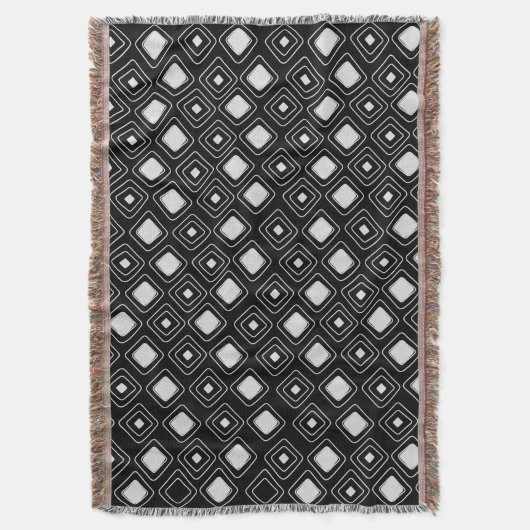 Boho Black Tribal Geometric Aztec Pattern Decke (Vorderseite Vertikal)