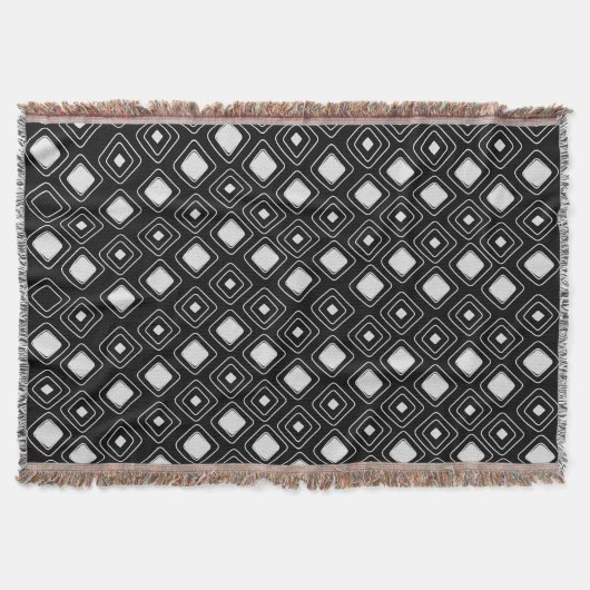 Boho Black Tribal Geometric Aztec Pattern Decke (Vorderseite)