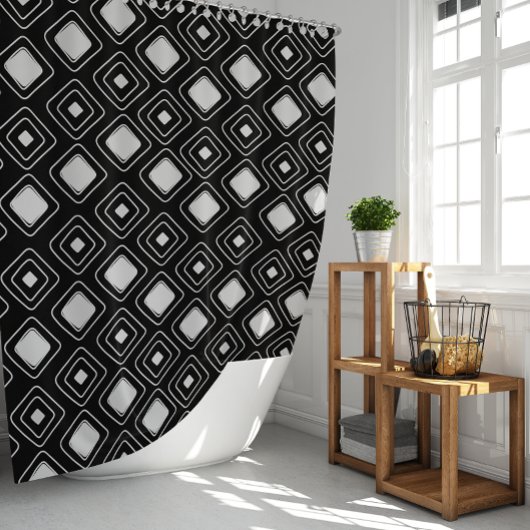 Boho Black Tribal Geometric Aztec Pattern Duschvorhang