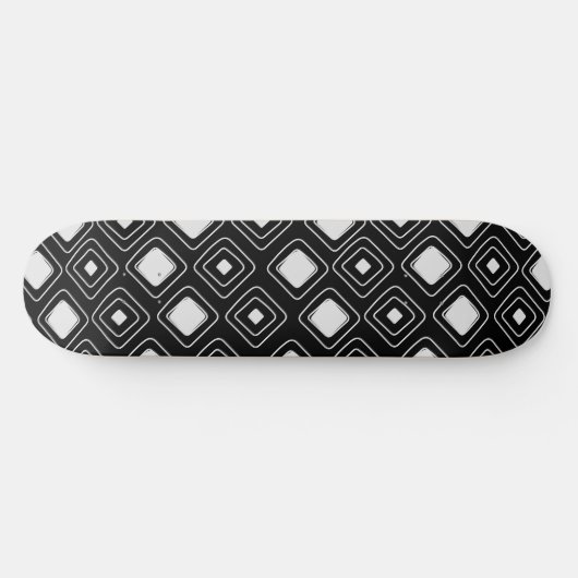 Boho Black Tribal Geometric Aztec Pattern Skateboard (Horizontal)