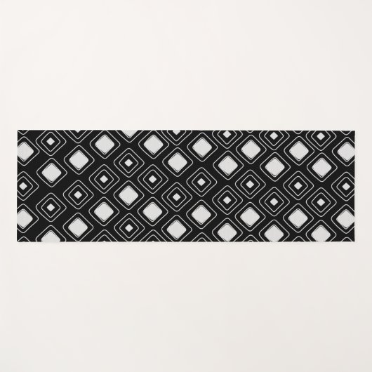 Boho Black Tribal Geometric Aztec Pattern Yogamatte (Vorderseite (Horizontal))