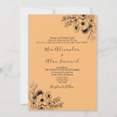 Boho Black und Orange All in One Wedding Einladung (Vorderseite)