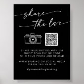 Boho Black Wedding Teilen Sie die Liebe QR Code Poster (Vorne)