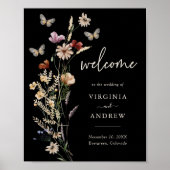 Boho Black Welcome Wedding Poster (Vorne)