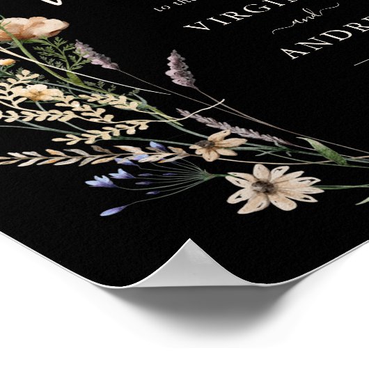 Boho Black Welcome Wedding Poster (Ecke)