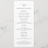 Boho Black & White Elegante Minimalistische Hochze Programm (Rückseite)