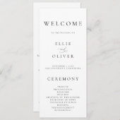 Boho Black & White Elegante Minimalistische Hochze Programm (Vorne/Hinten)