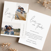 Boho Black & White Foto Wedding Dankeskarte