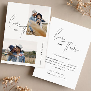 Boho Black & White Foto Wedding Dankeskarte