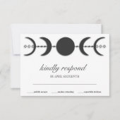 Boho Black & White Moon Phases RSVP Karte (Vorderseite)
