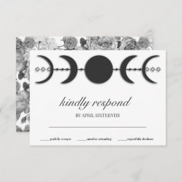 Boho Black & White Moon Phases RSVP Karte