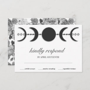 Boho Black & White Moon Phases RSVP Karte