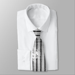 Boho Black & White Stripe Vintag Krawatte