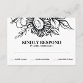 Boho Black & White Sunflower Bouquet Handfastet Begleitkarte (Vorderseite)