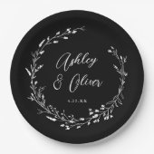 Boho Black Wildblume Botanische Hochzeit Pappteller (Vorderseite)