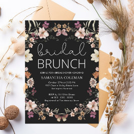 Boho Black Wildblume Bridal Brunch Brautparty Einladung