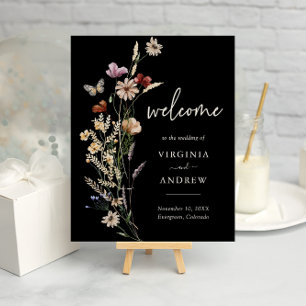 Boho-Black-Willkommens-Hochzeitsplakat Poster
