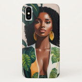 Boho Black Woman Botanical Portrait Case-Mate iPhone Hülle (Rückseite)